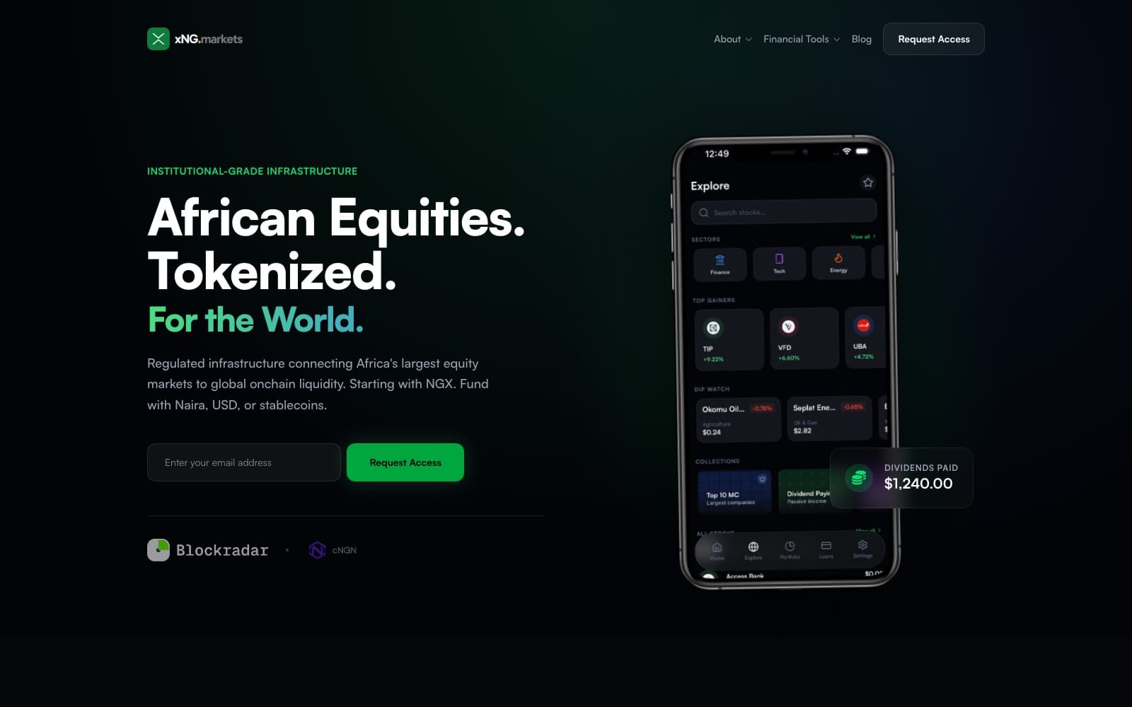 XNG Markets product screenshot